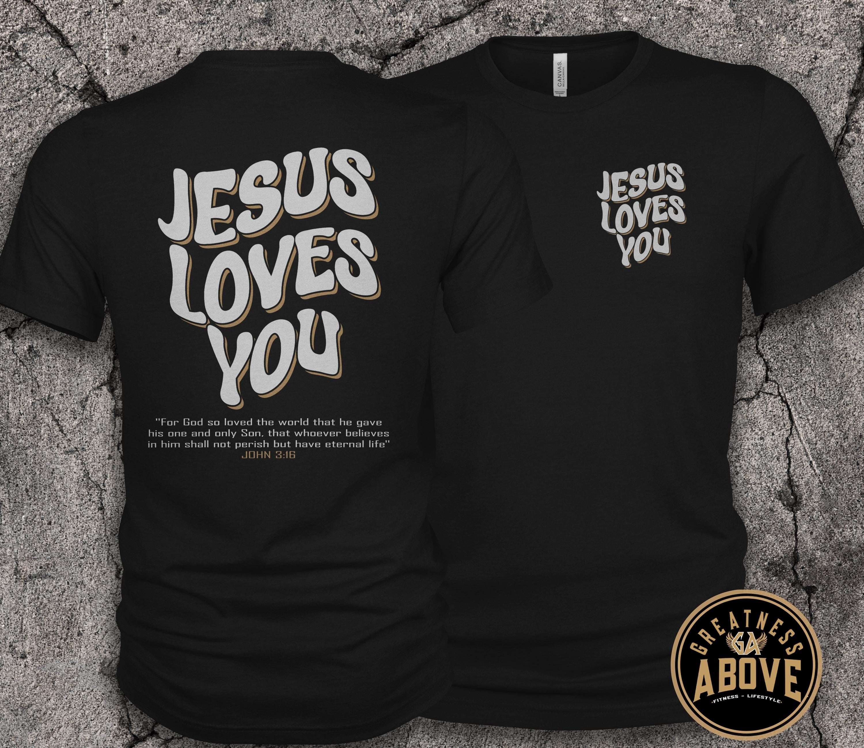 Jesus Loves You Shirt | John 3:16 Bible Verse Tee | Retro Christian Shirt