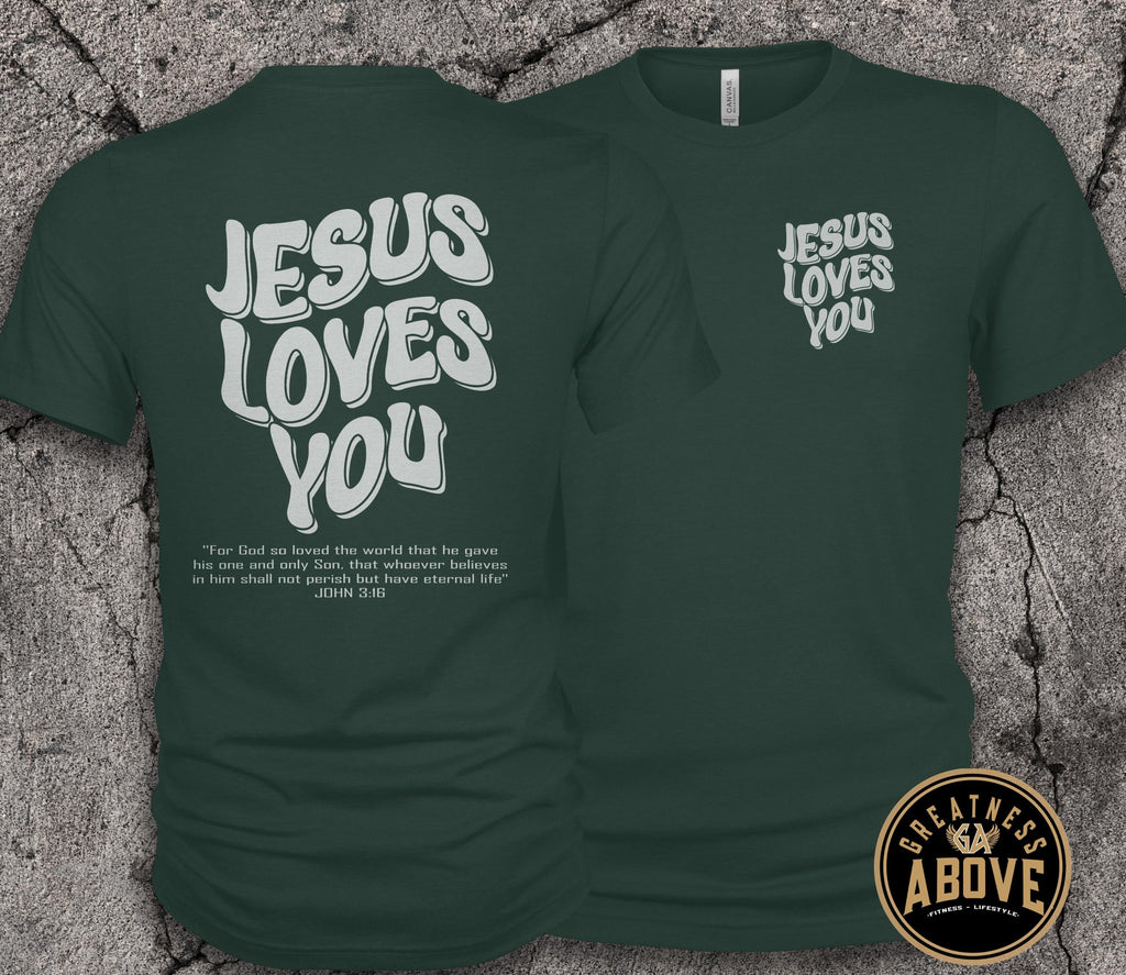 Jesus Loves You Shirt | John 3:16 Bible Verse Tee | Retro Christian Shirt