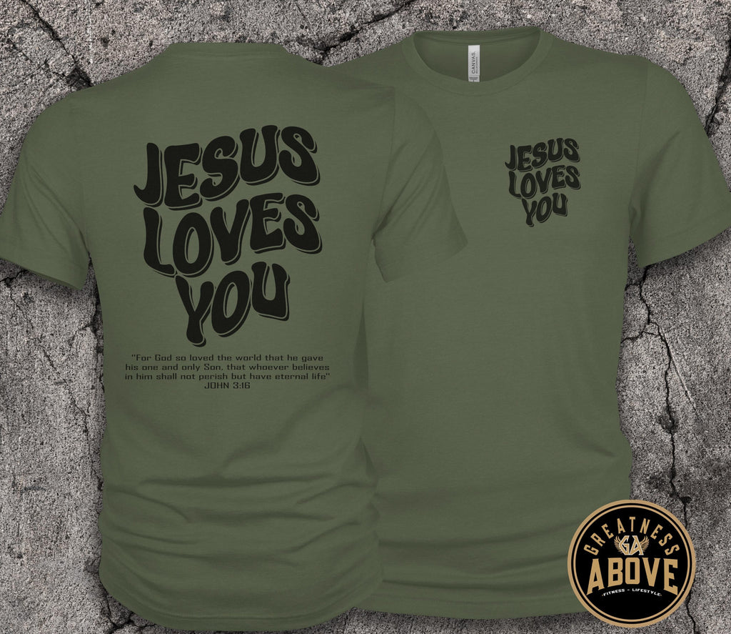 Jesus Loves You Shirt | John 3:16 Bible Verse Tee | Retro Christian Shirt
